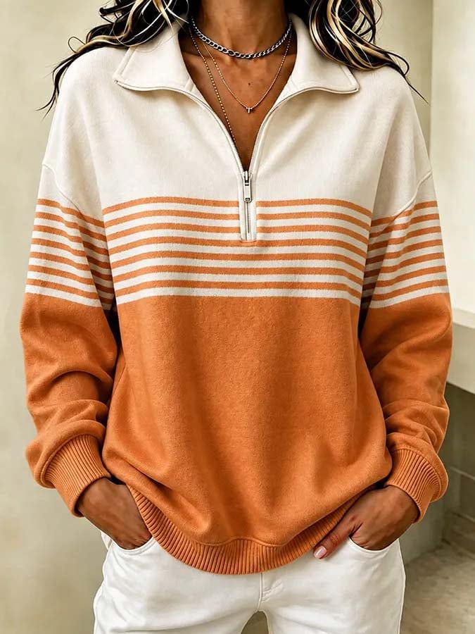 Skylah | Striped Quarter-Zip Jumper