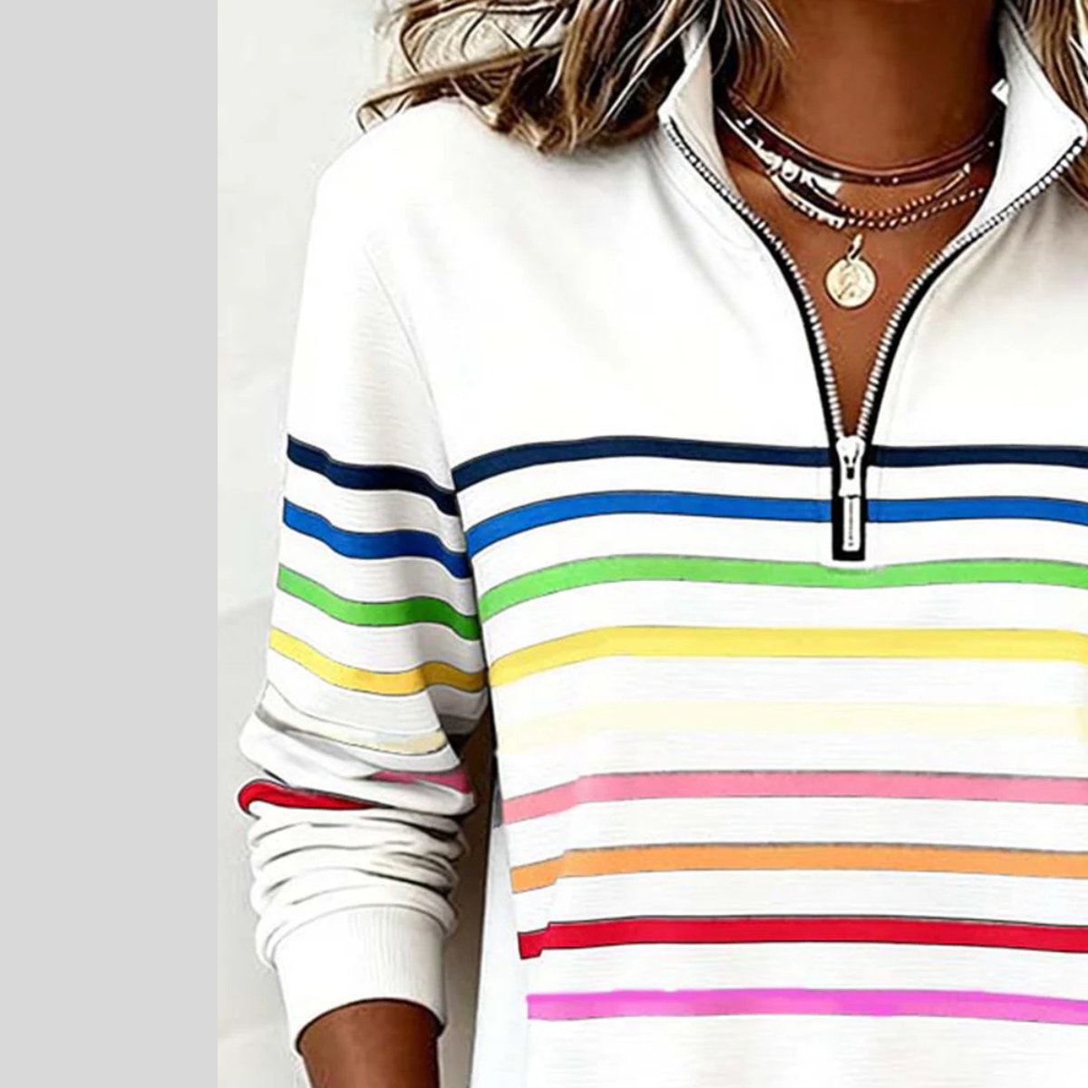 Emma | Striped Quarter-Zip Sweatshirt