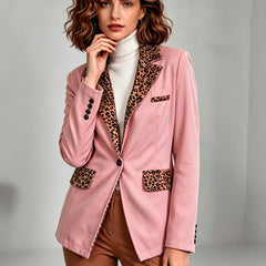 Clementine | Fitted Velvet Leopard-Trim Blazer