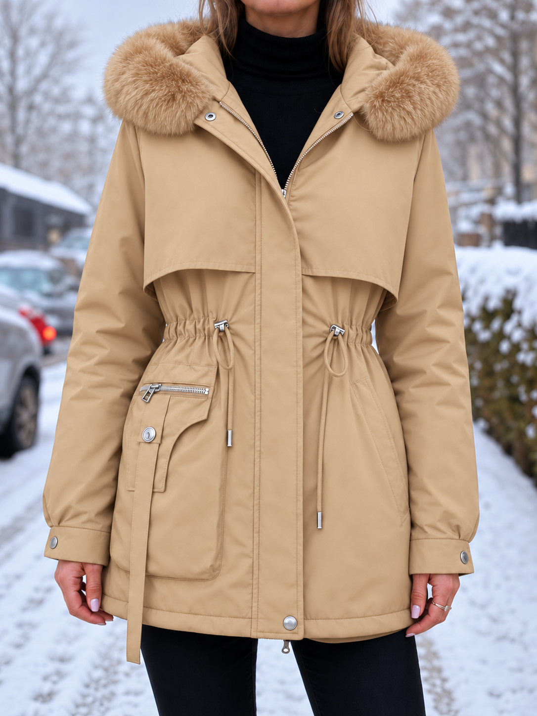 Eloise | Water-Repellent Parka with Sherpa Lining