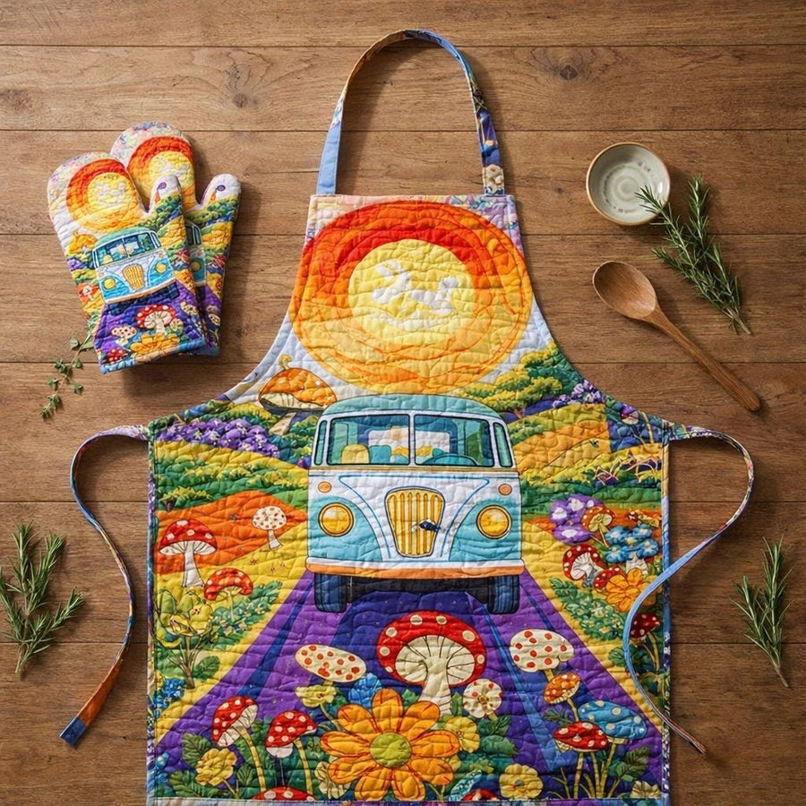 Peggy | Sunshine Camper Quilted Apron & Oven Mitt Set