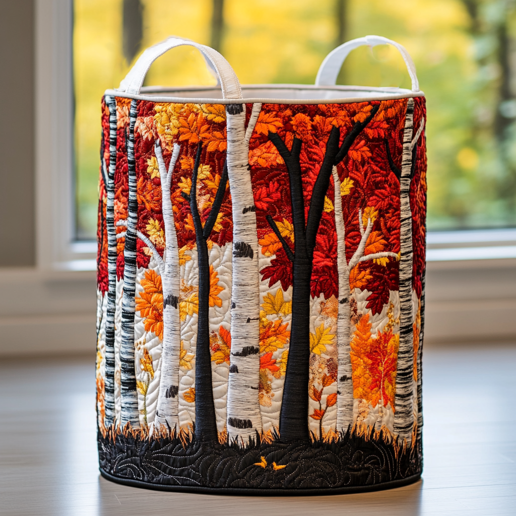 Sylvie | Forest Quilted Laundry Basket