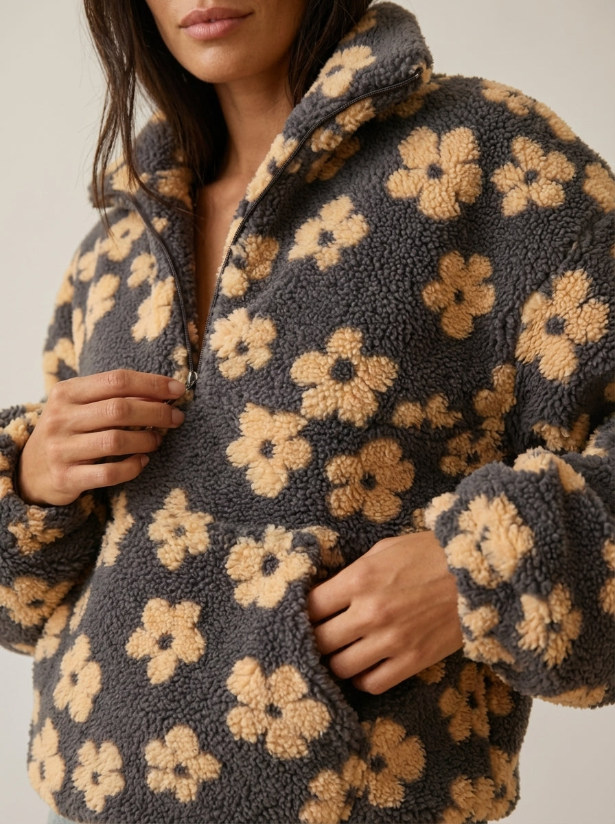 Daisy | Floral Sherpa Sweatshirt