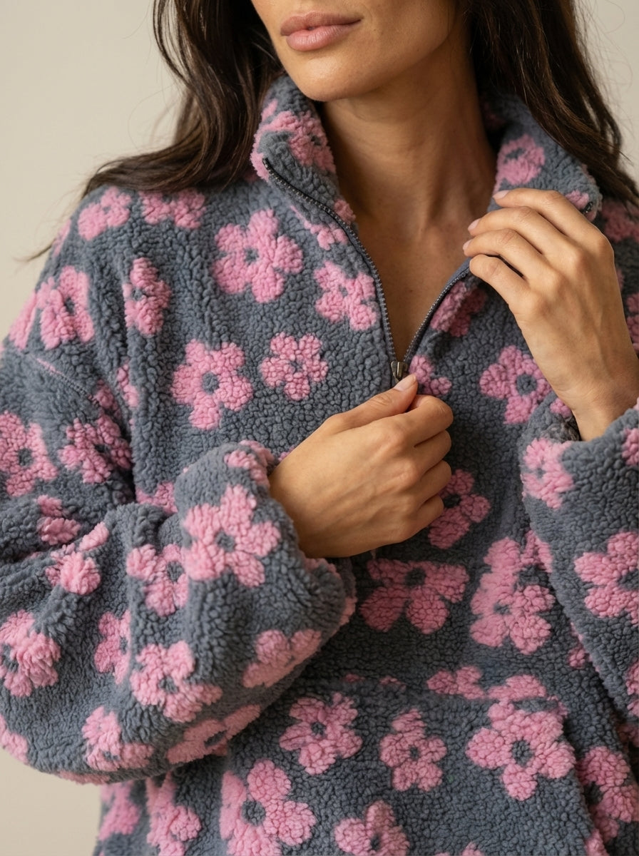 Daisy | Floral Sherpa Sweatshirt