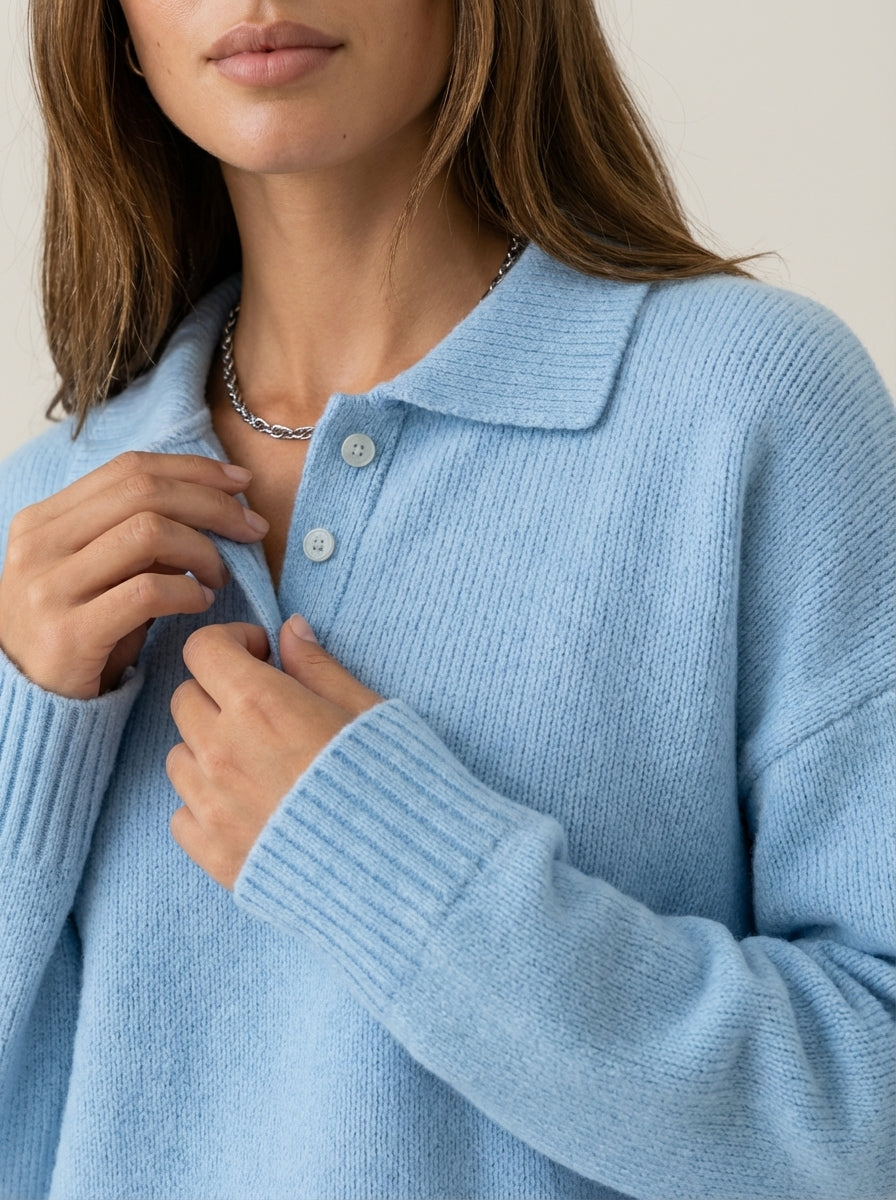 Laura | Collared Jumper with Button Details