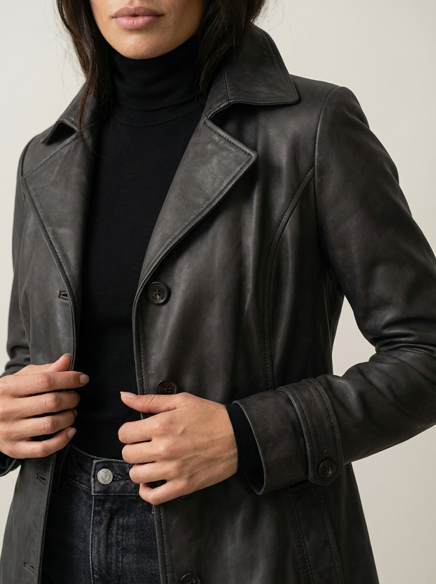Teresa | Vintage-Style Faux Suede Trench Coat