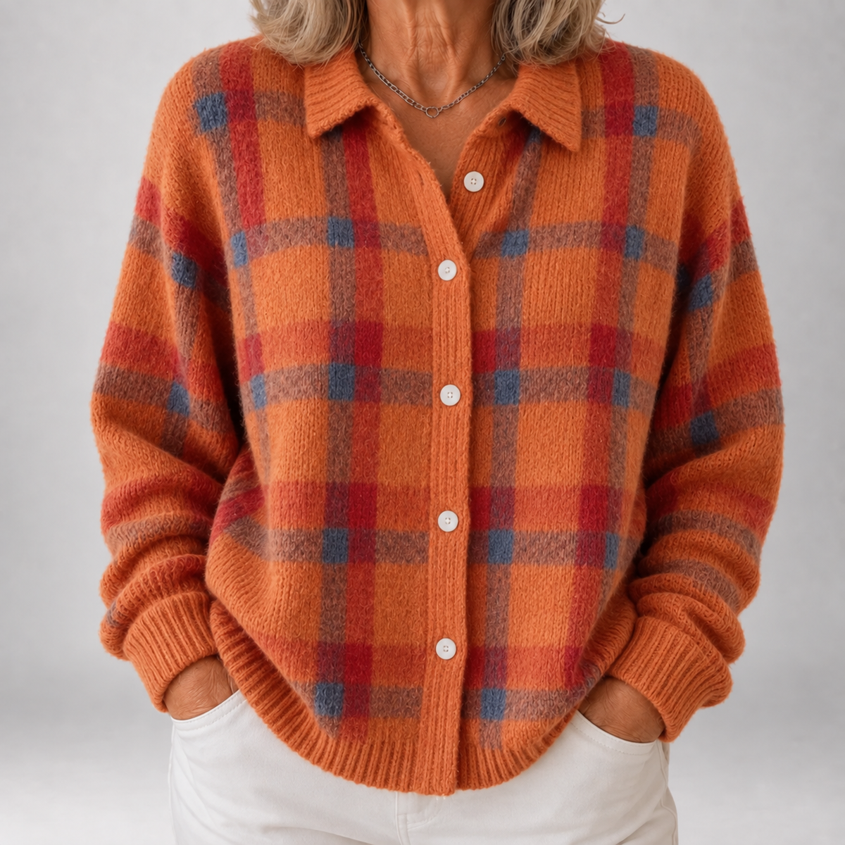 Anna | Checked Knit Cardigan