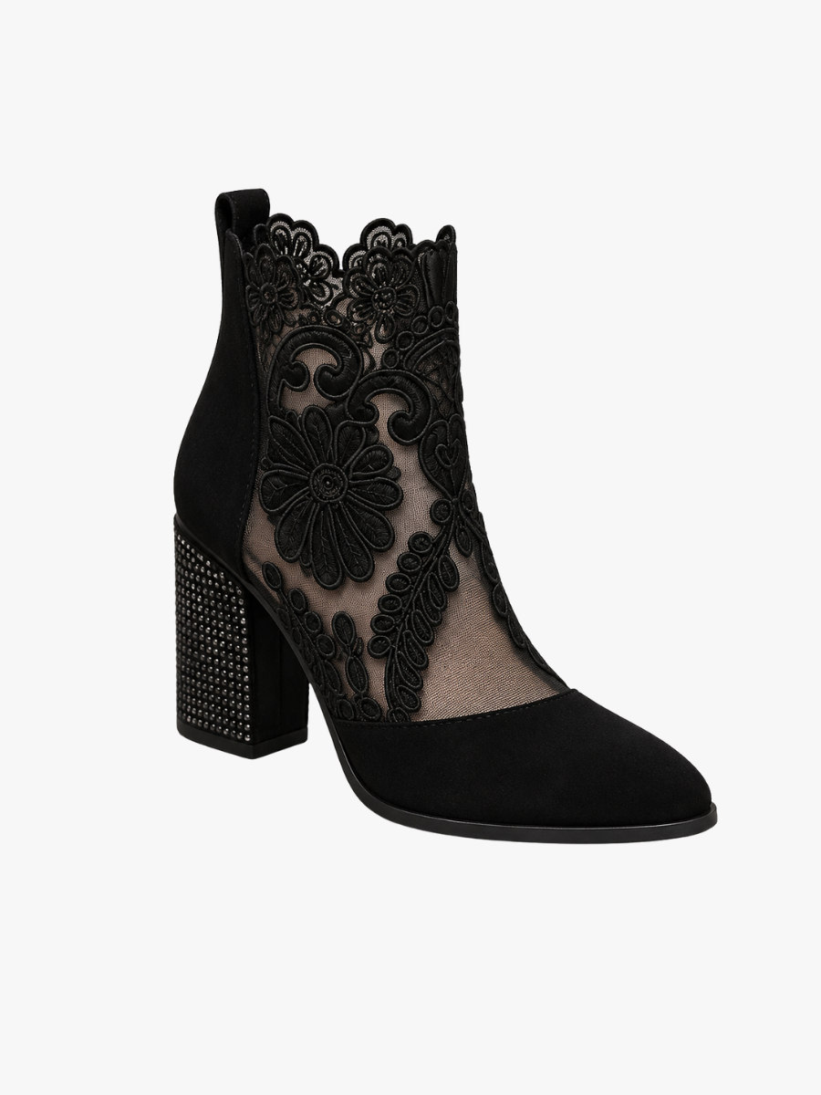 Alyssa | Floral Lace Ankle Boots