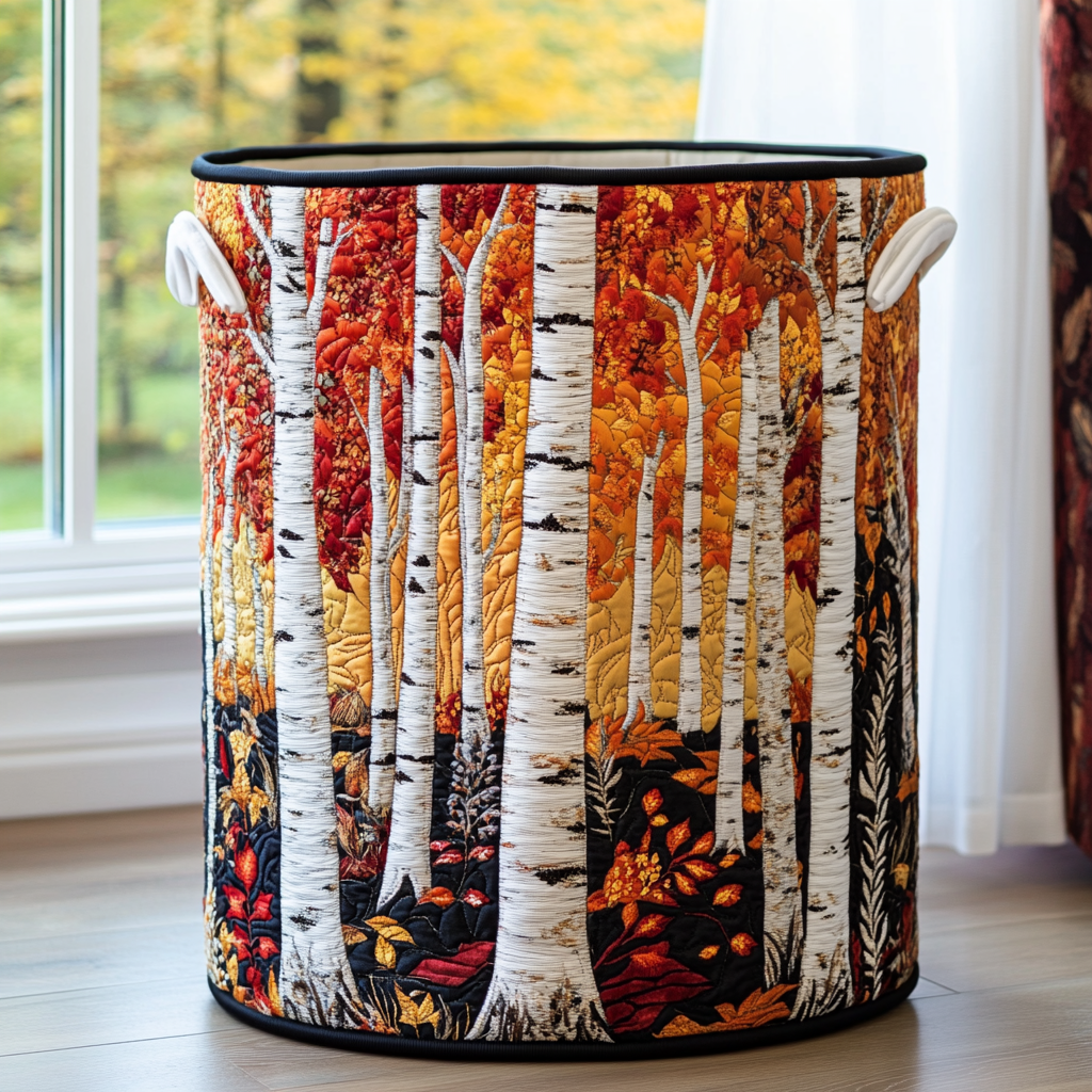 Sylvie | Forest Quilted Laundry Basket