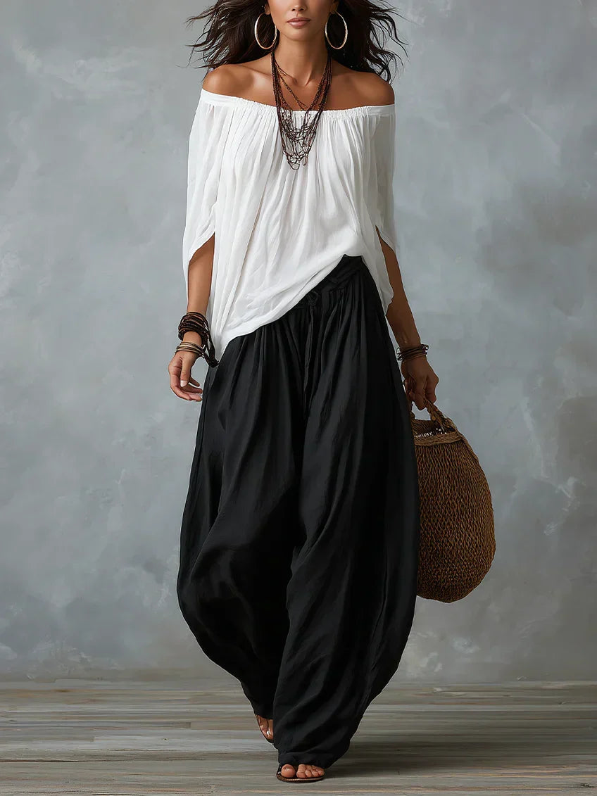 Off-Shoulder Top & Lantern Trousers Set