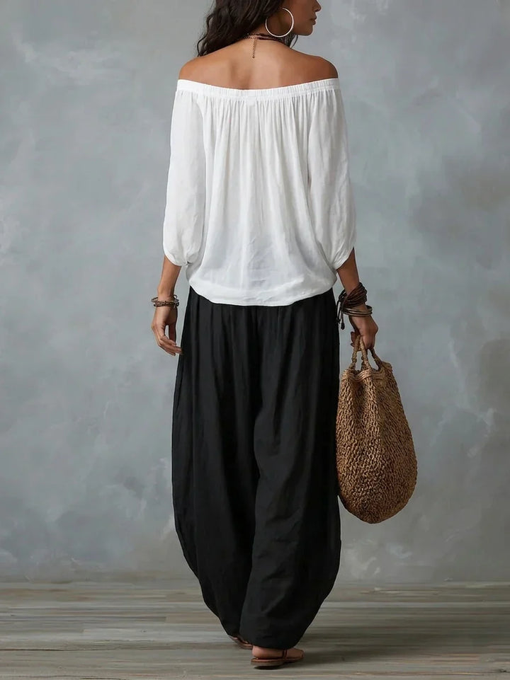 Off-Shoulder Top & Lantern Trousers Set