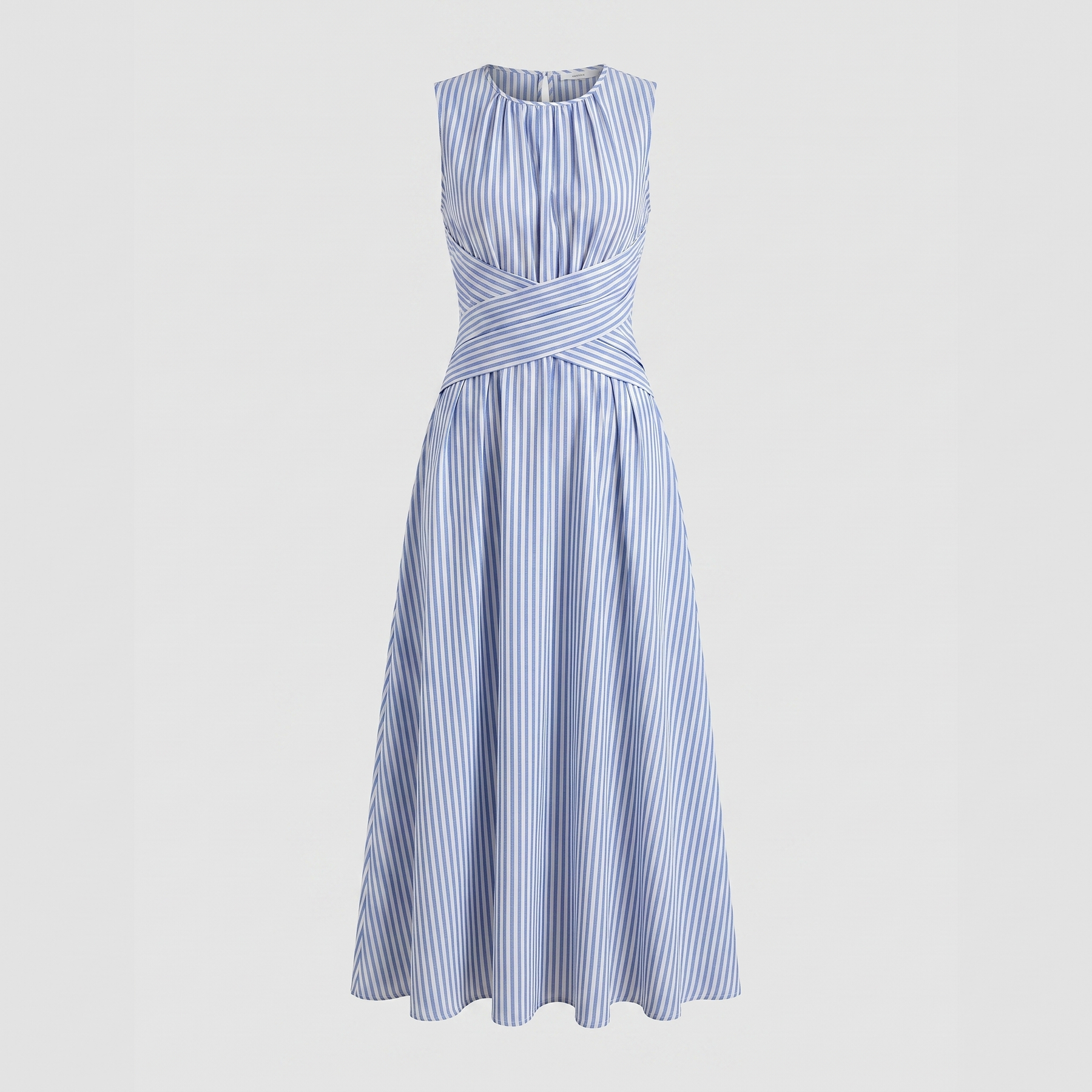Liza | Blue and White Stripe Midi Dress