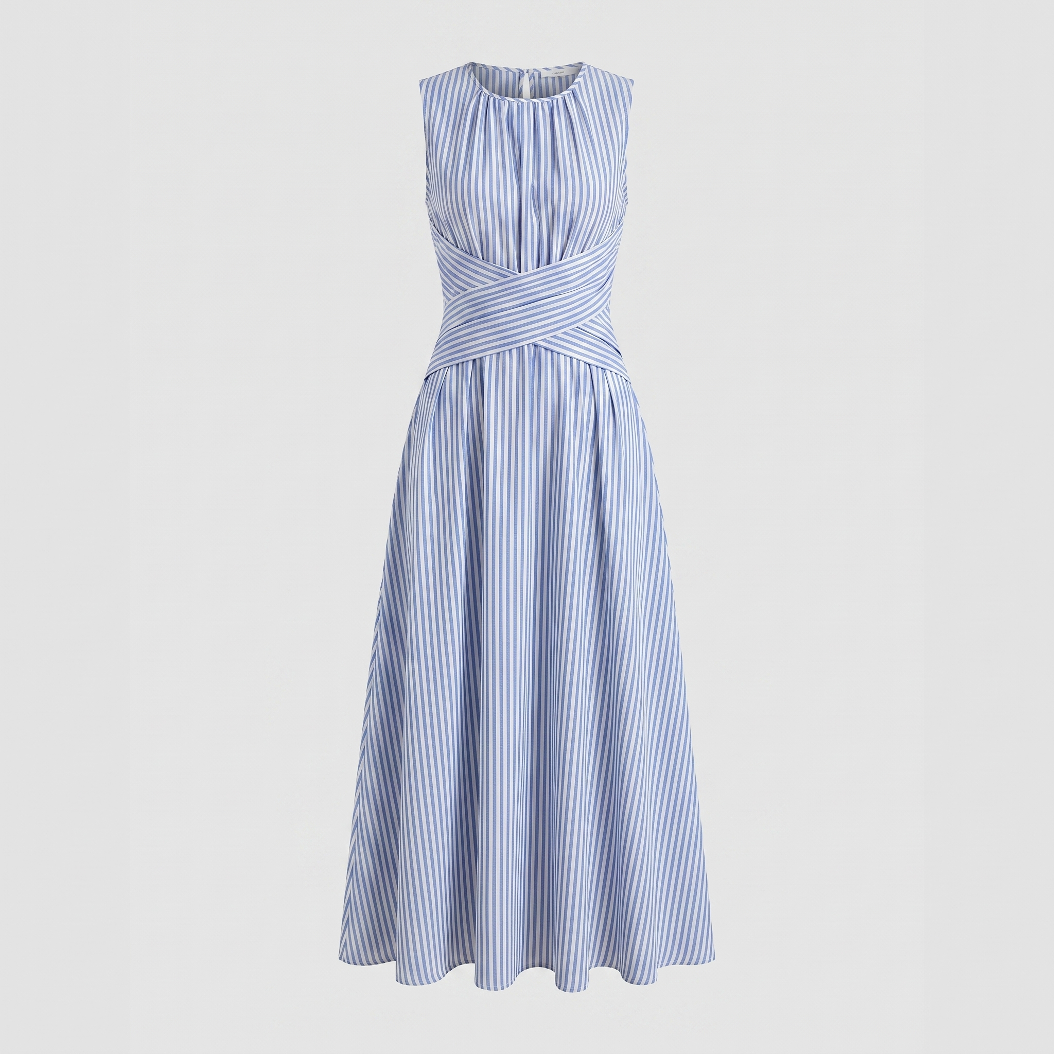 Liza | Blue and White Stripe Midi Dress