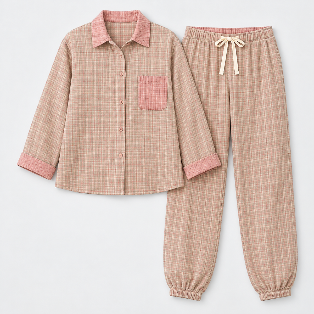 Marguerite | Checked Gauze Pyjama Set