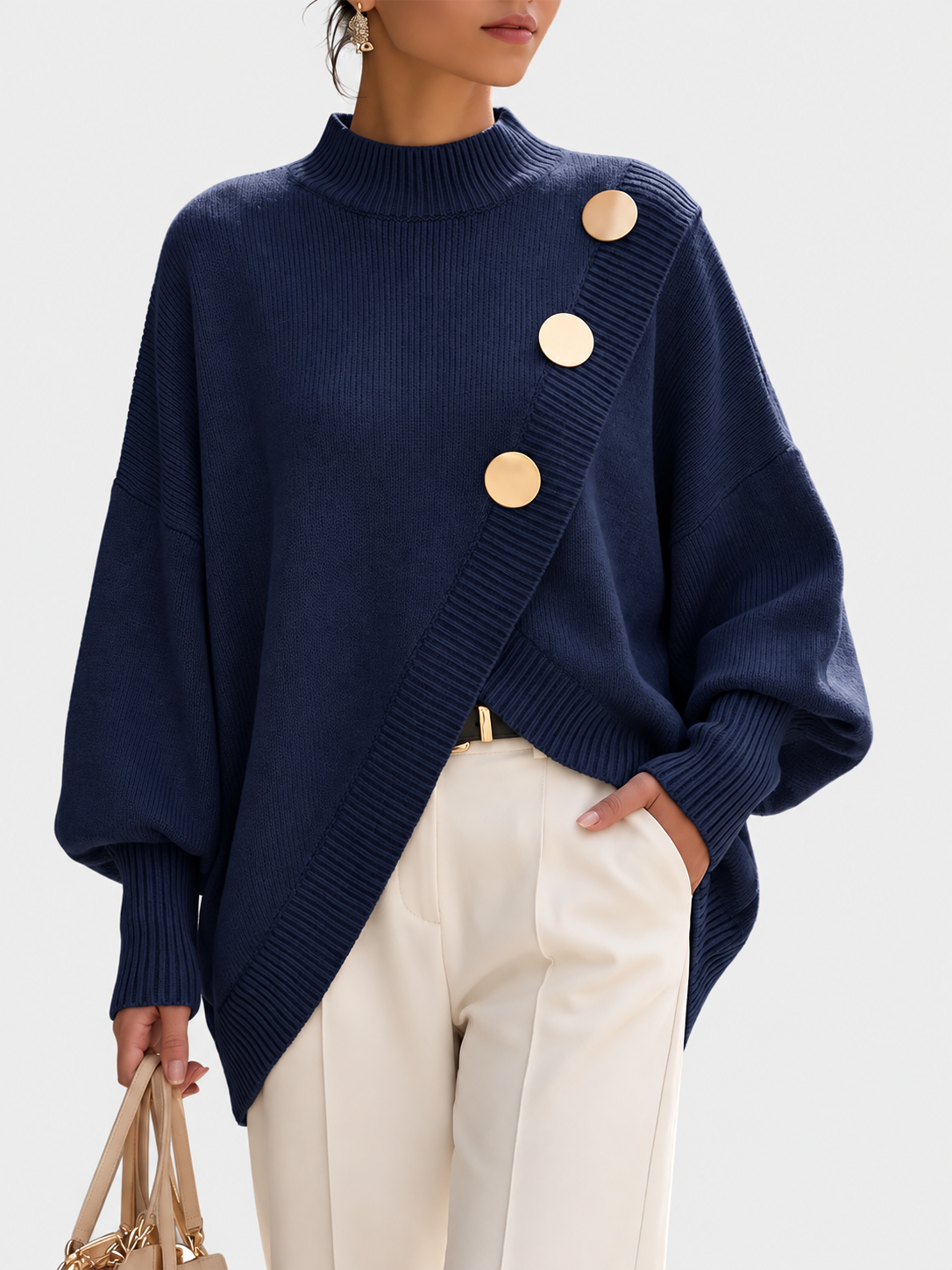 Marisse | Button Roll-Neck Jumper
