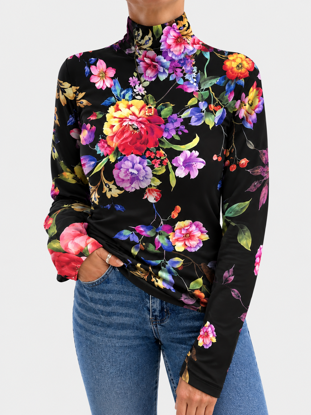 Vivian | Floral Roll-Neck Jumper
