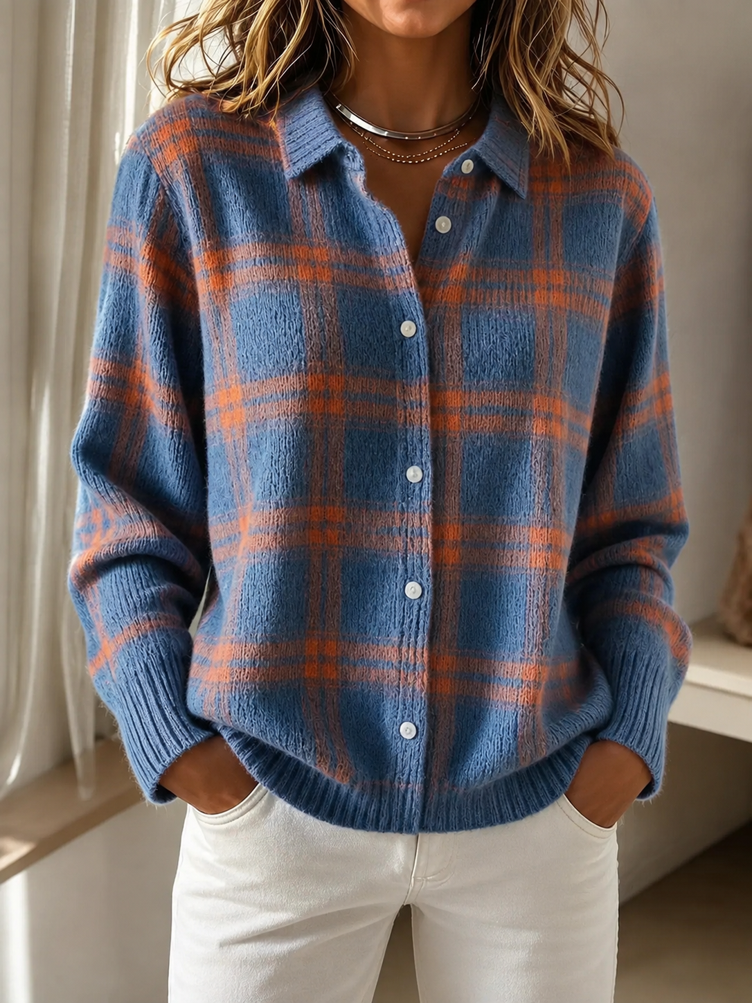 Iris | Check Open-Front Cardigan