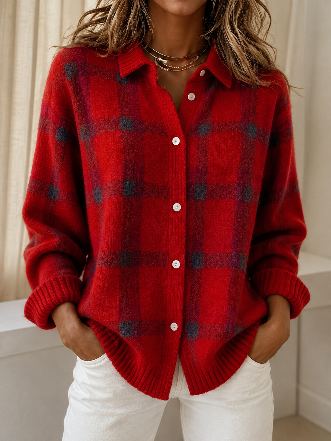 Iris | Check Open-Front Cardigan