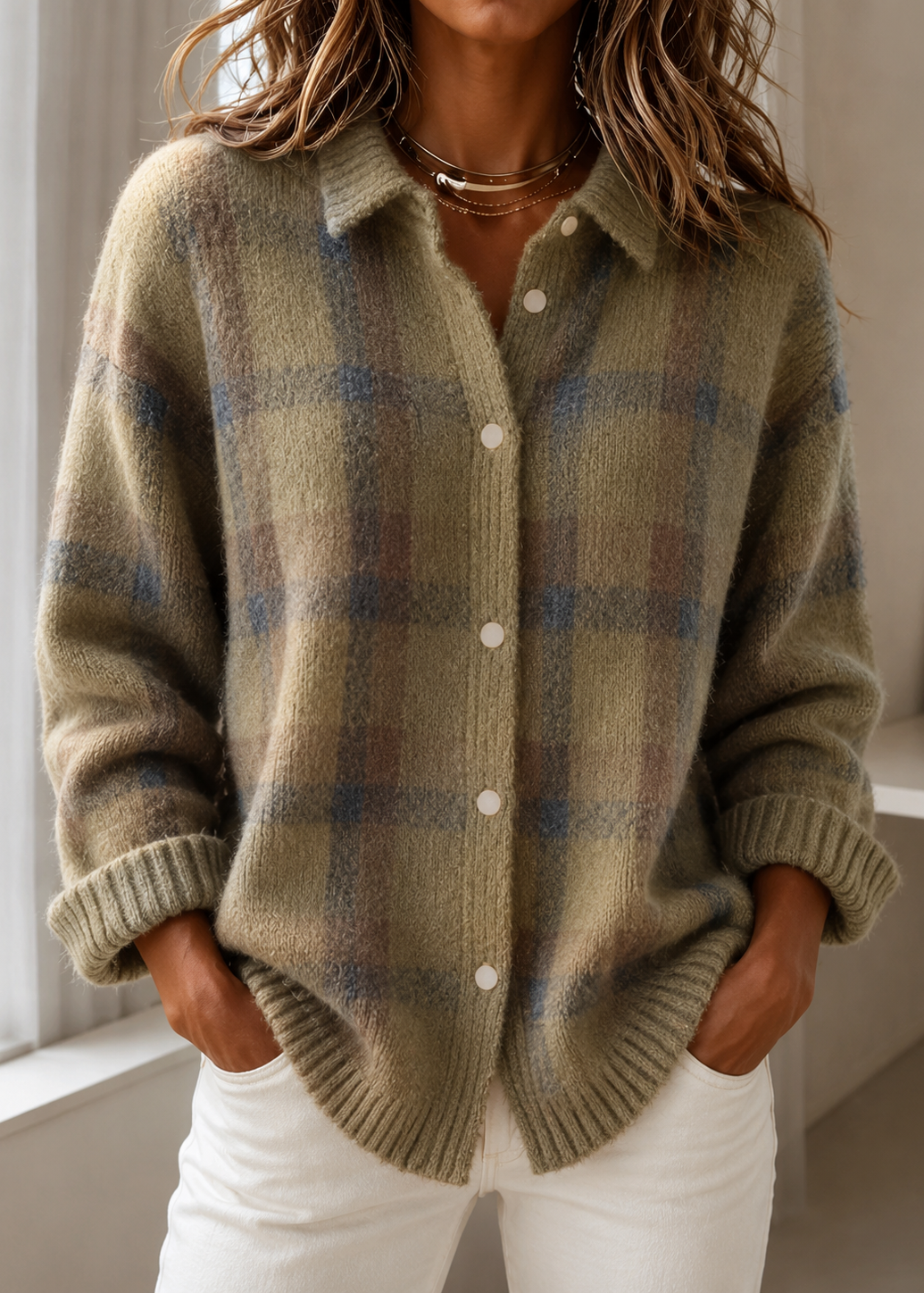 Iris | Check Open-Front Cardigan