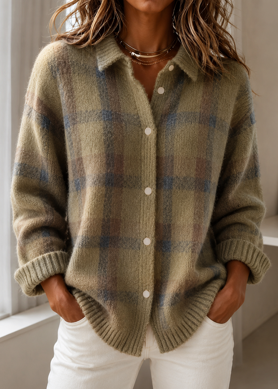Iris | Check Open-Front Cardigan