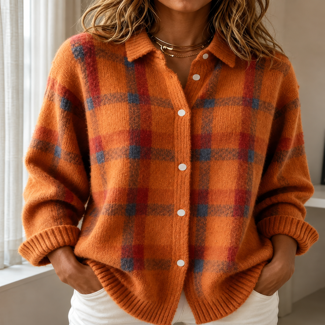 Iris | Check Open-Front Cardigan