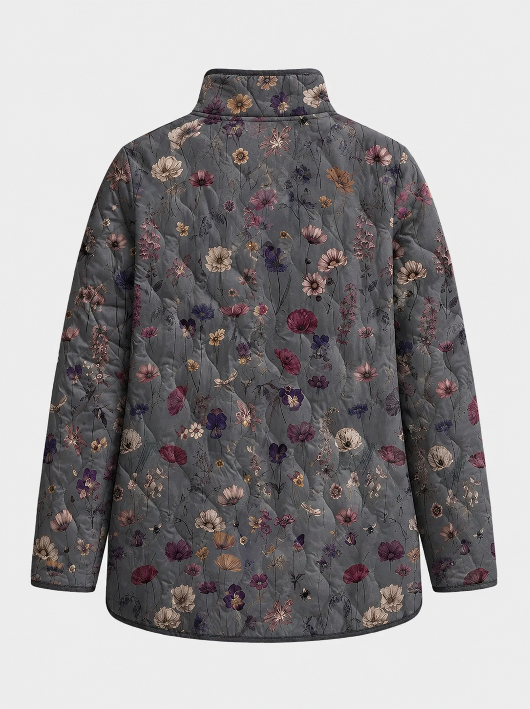 Niva | Charcoal Floral Quilted Jacket