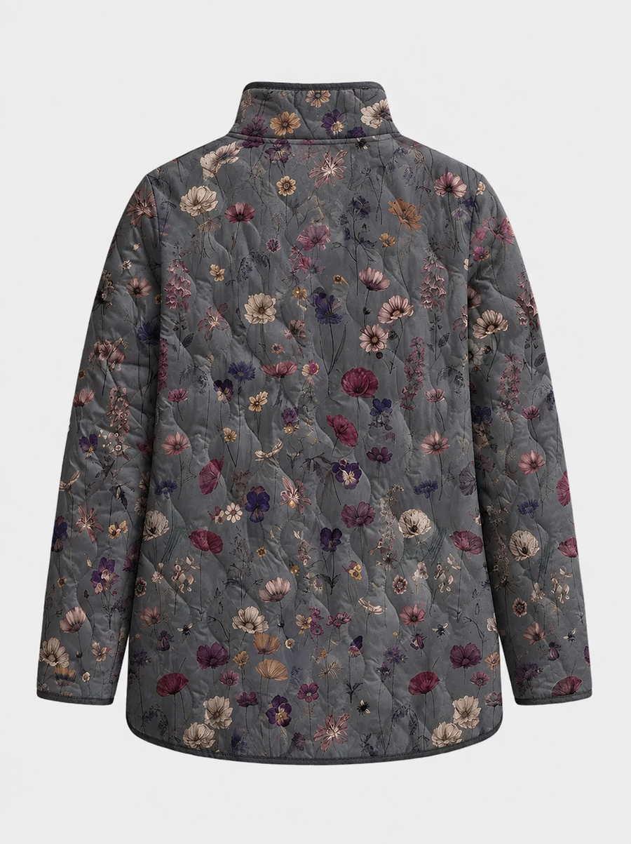 Niva | Charcoal Floral Quilted Jacket