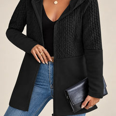 Adeline | Cable-Pattern Hooded Jacket