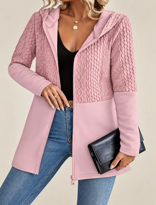 Adeline | Cable-Pattern Hooded Jacket