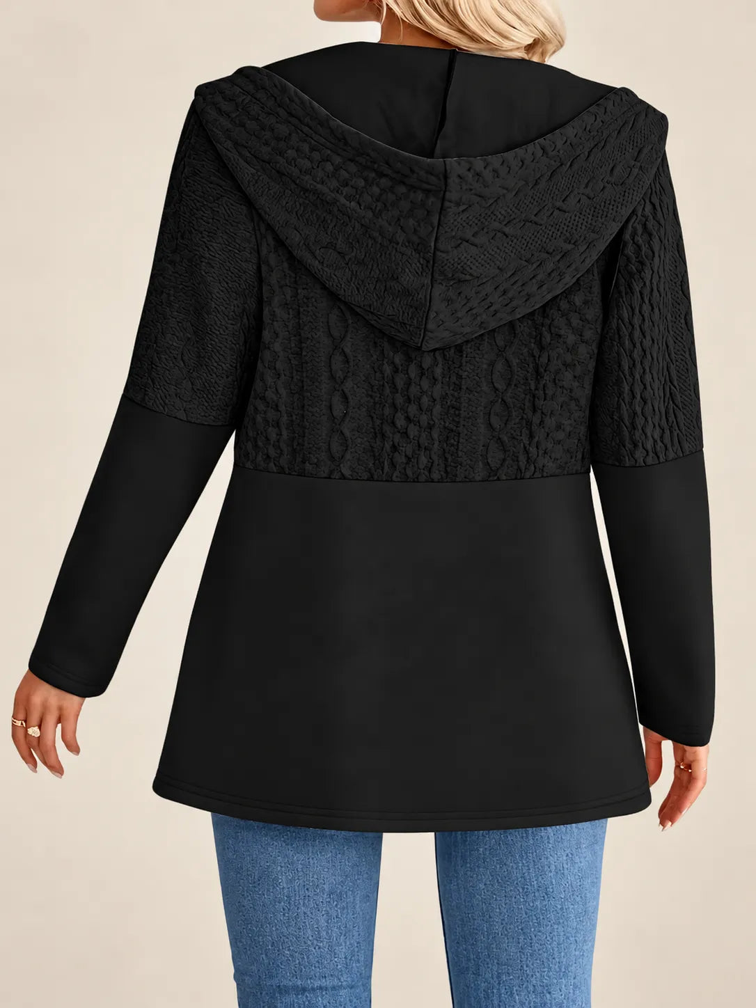 Adeline | Cable-Pattern Hooded Jacket