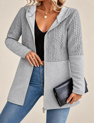 Adeline | Cable-Pattern Hooded Jacket