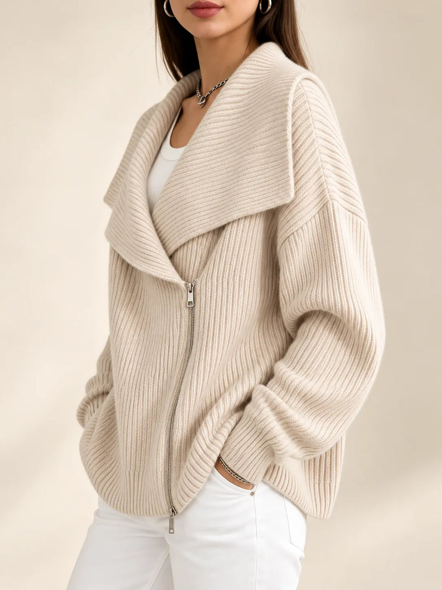 Vivienne | Oversized Collar Ribbed Cardigan