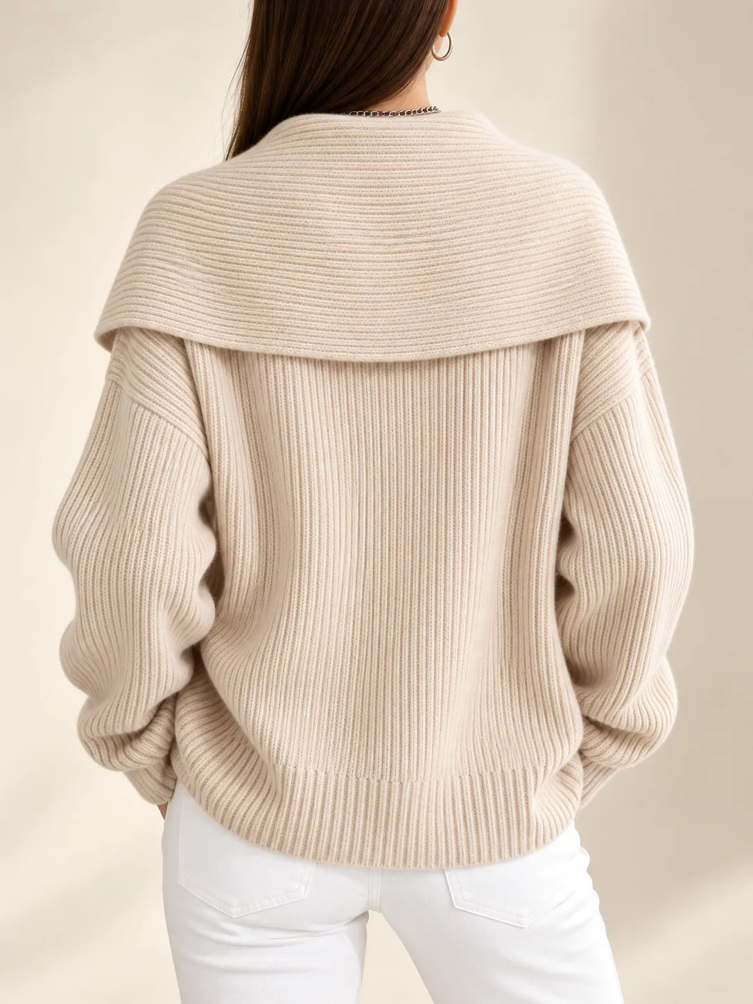 Vivienne | Oversized Collar Ribbed Cardigan