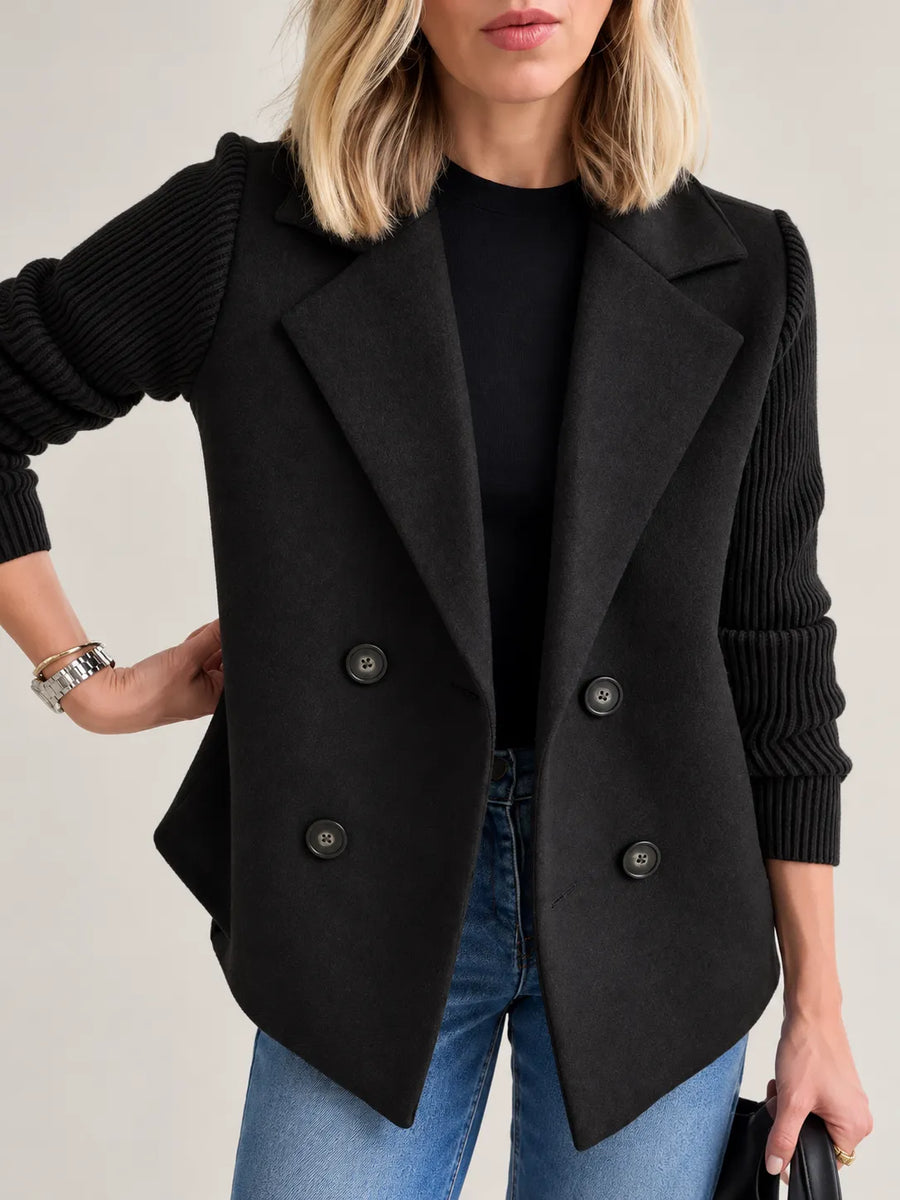 Celeste | Double-Breasted Jacket with Ribbed Sleeves