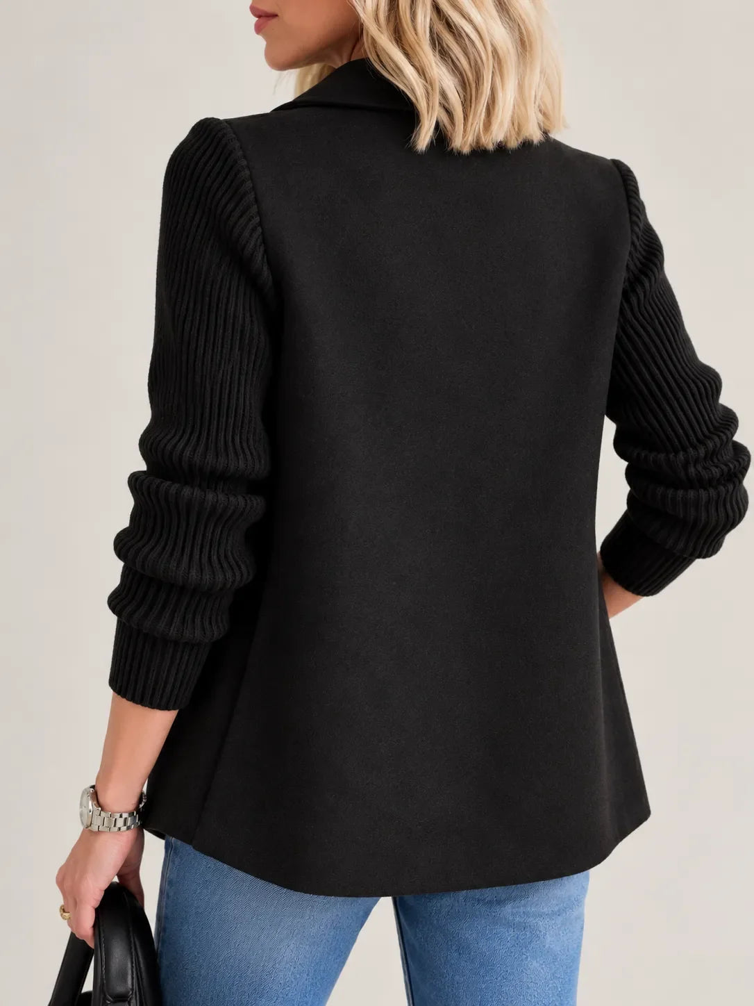 Celeste | Double-Breasted Jacket with Ribbed Sleeves