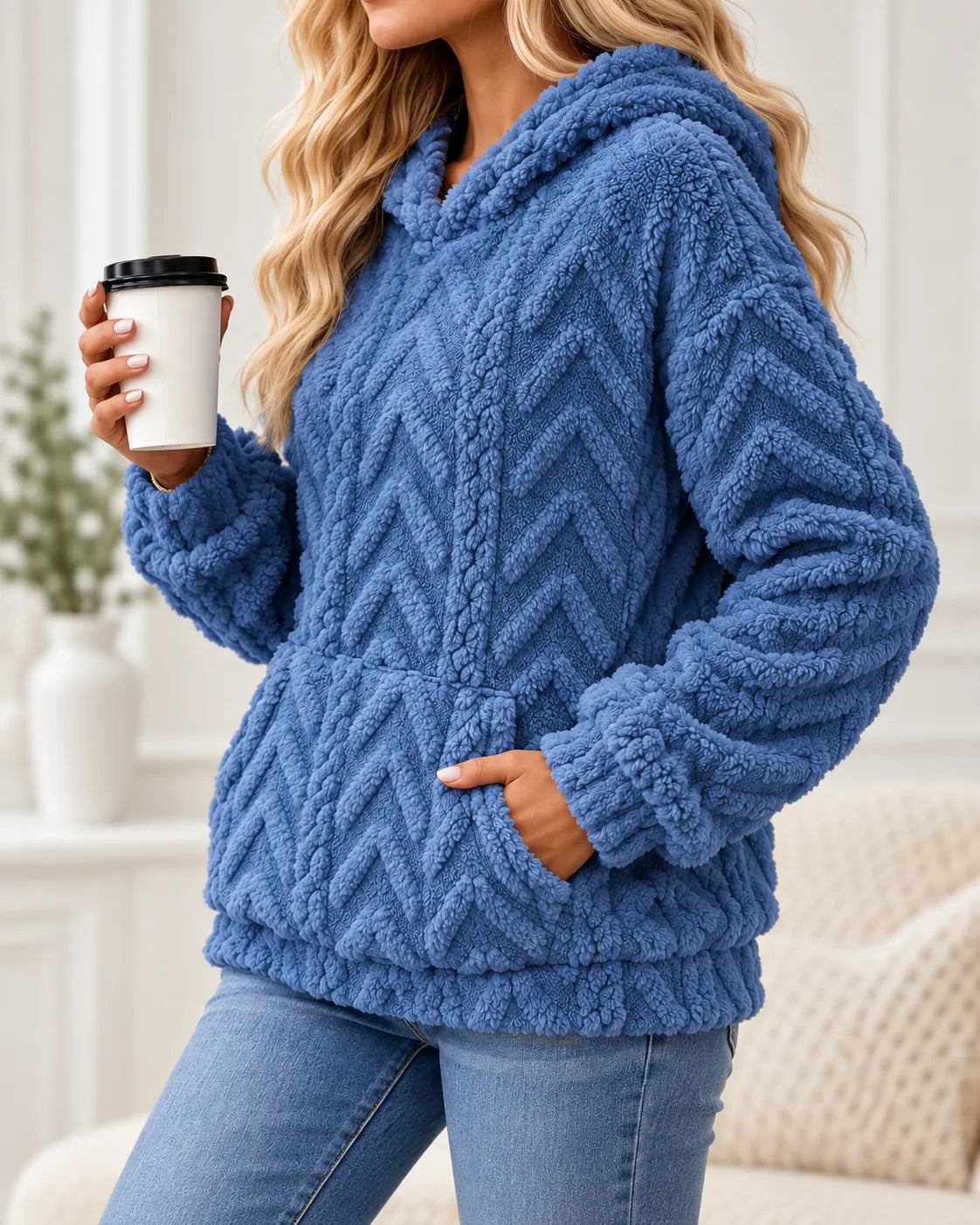 Evelyn | Cosy Textured Fleece Hoodie
