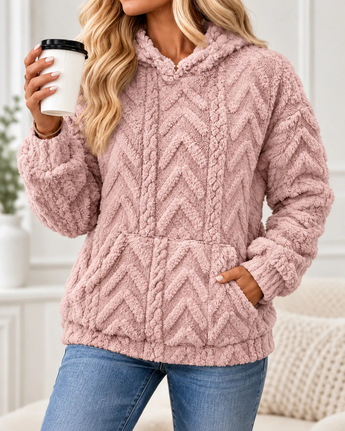 Evelyn | Cosy Textured Fleece Hoodie
