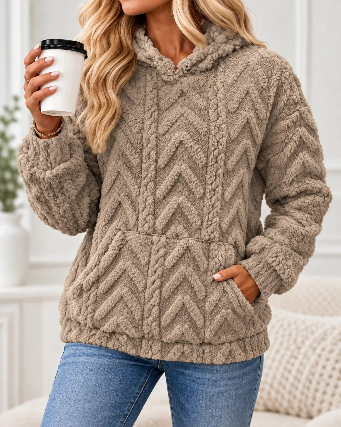 Evelyn | Cosy Textured Fleece Hoodie