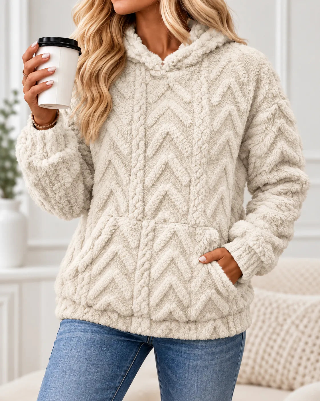 Evelyn | Cosy Textured Fleece Hoodie