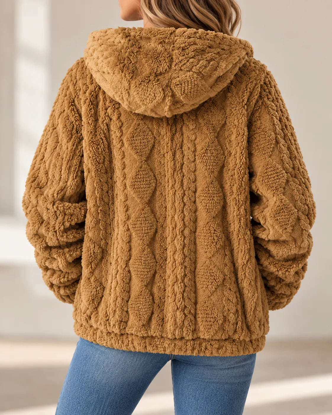 Adeline | Cosy Textured Fleece Zip-Up Jacket