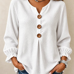 Amelia | Textured Button-Detail Relaxed Blouse