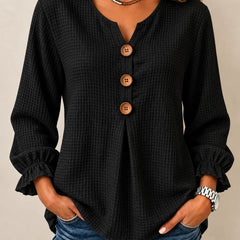 Amelia | Textured Button-Detail Relaxed Blouse