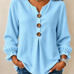 Amelia | Textured Button-Detail Relaxed Blouse