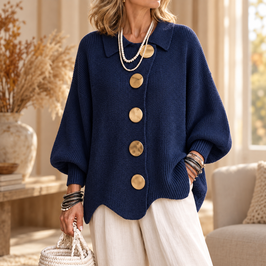 Annabel | Oversized Collared Button Cardigan