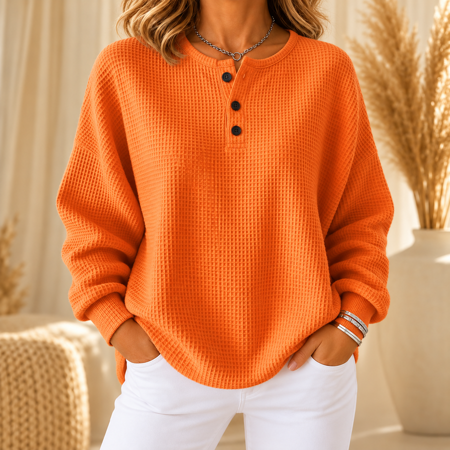 Mirabel | Waffle Henley Sweatshirt