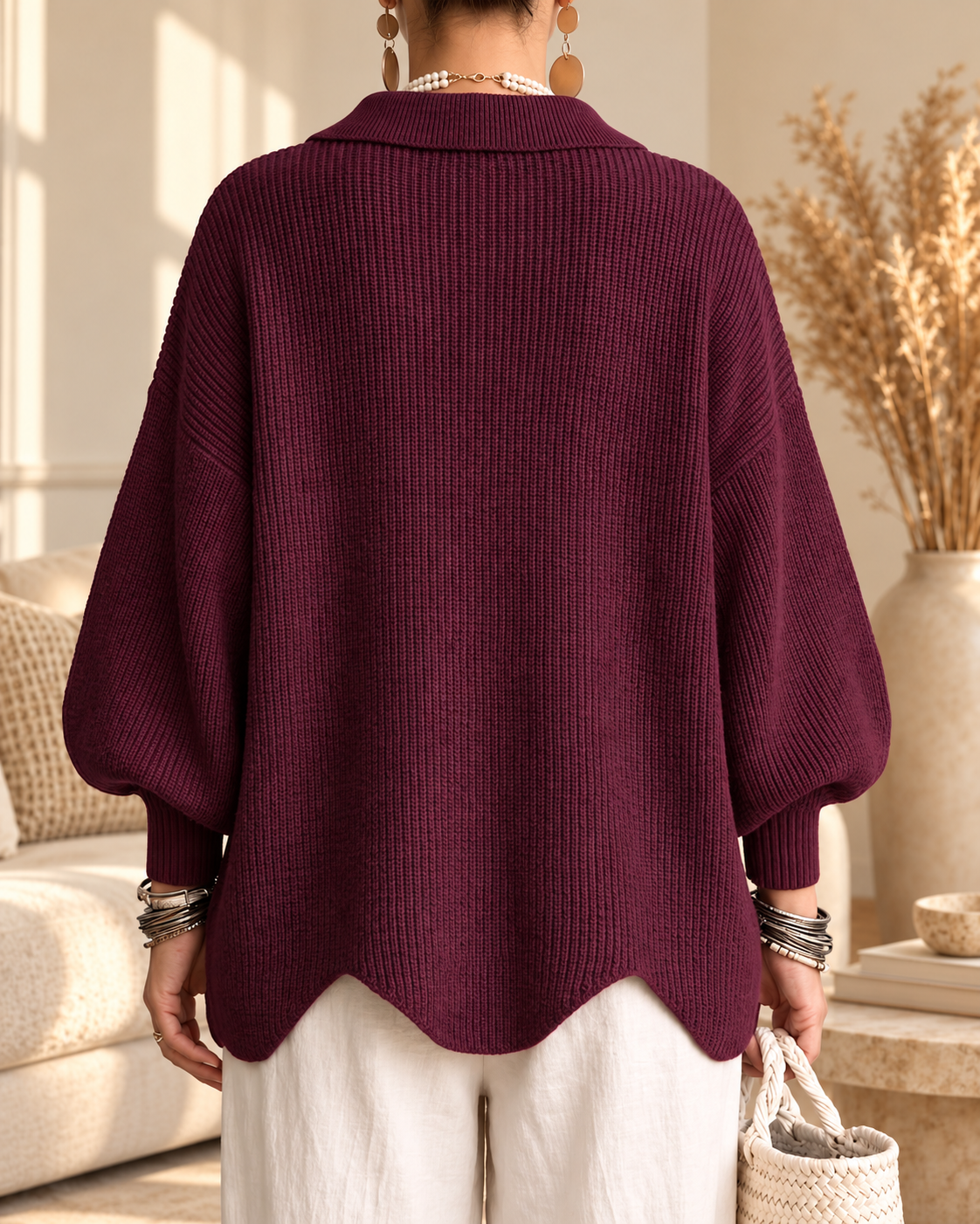 Annabel | Oversized Collared Button Cardigan