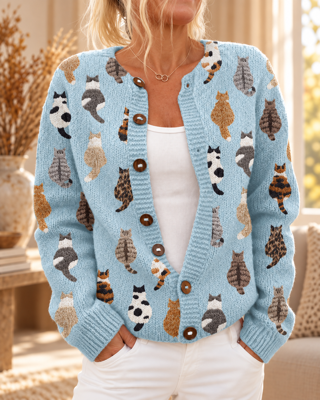 Agnes | Cat Print Cardigan