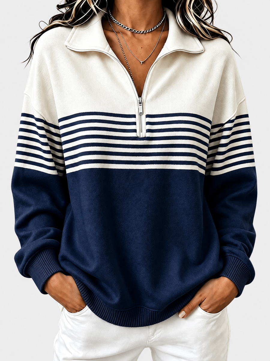Skylah | Striped Quarter-Zip Jumper