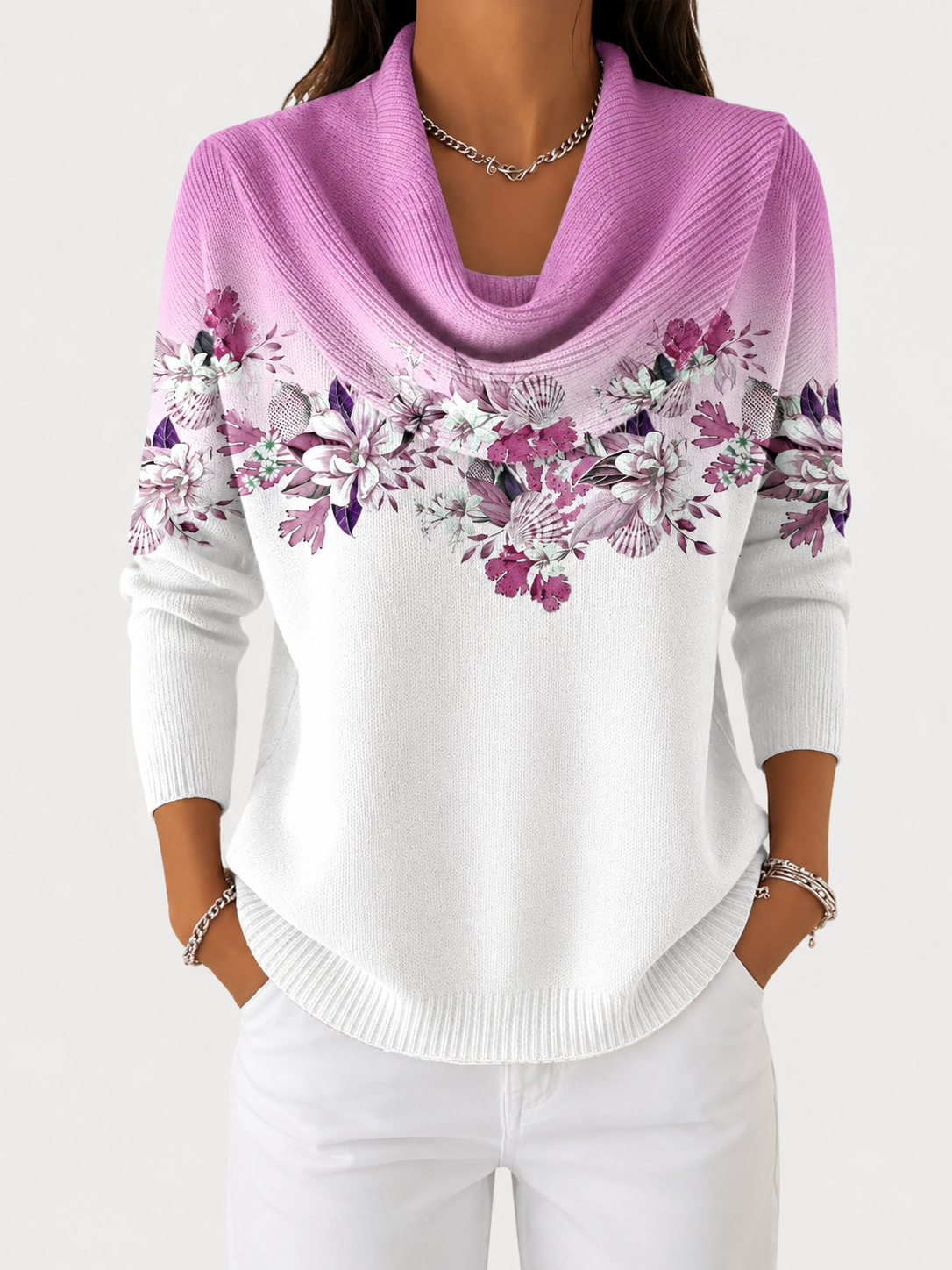 Alba | Floral Roll-Neck Jumper