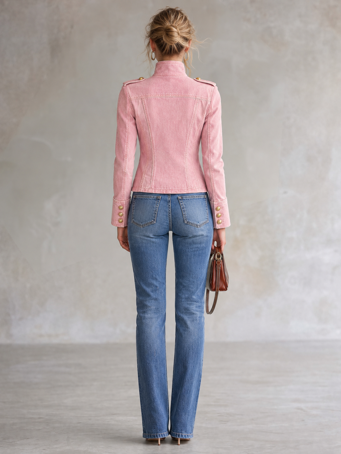 Marion | Military Denim Jacket with Gold Buttons